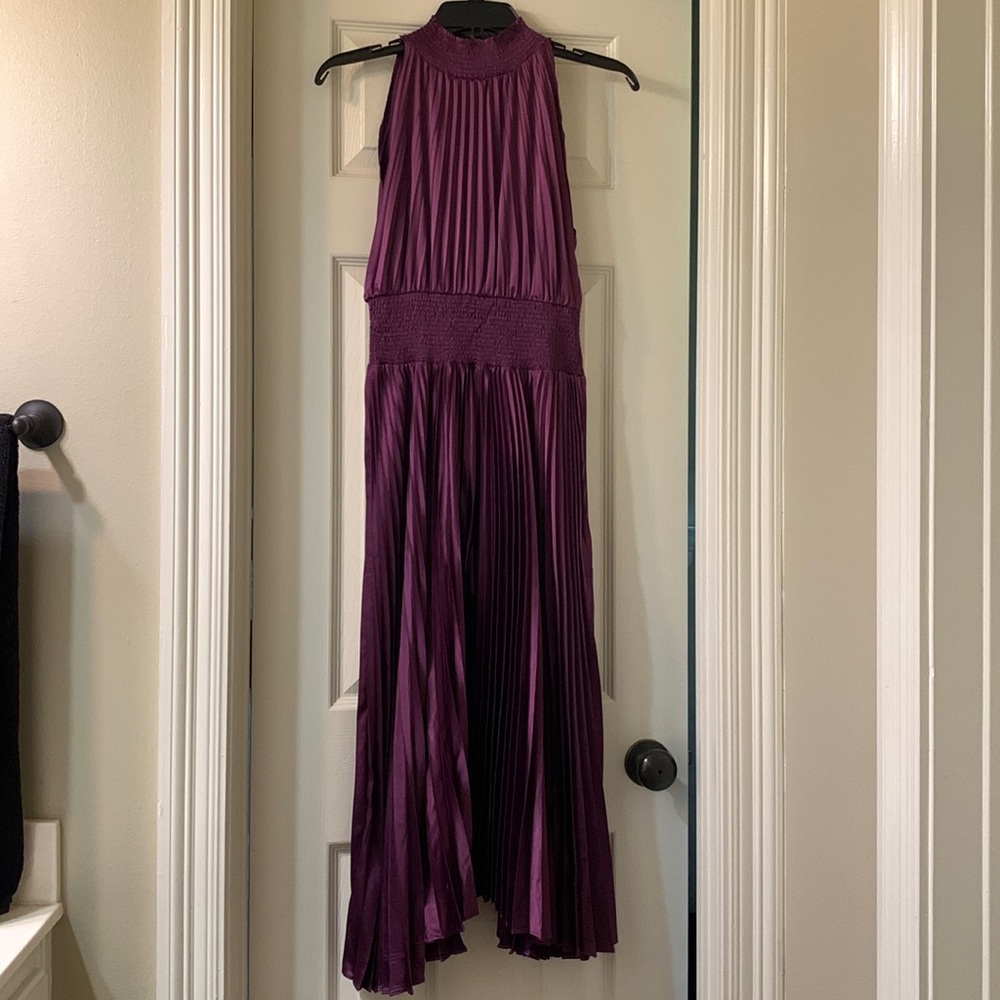 Dark Purple silk midi dress